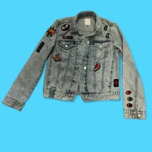 Zara trf denim patch  embellished jacket